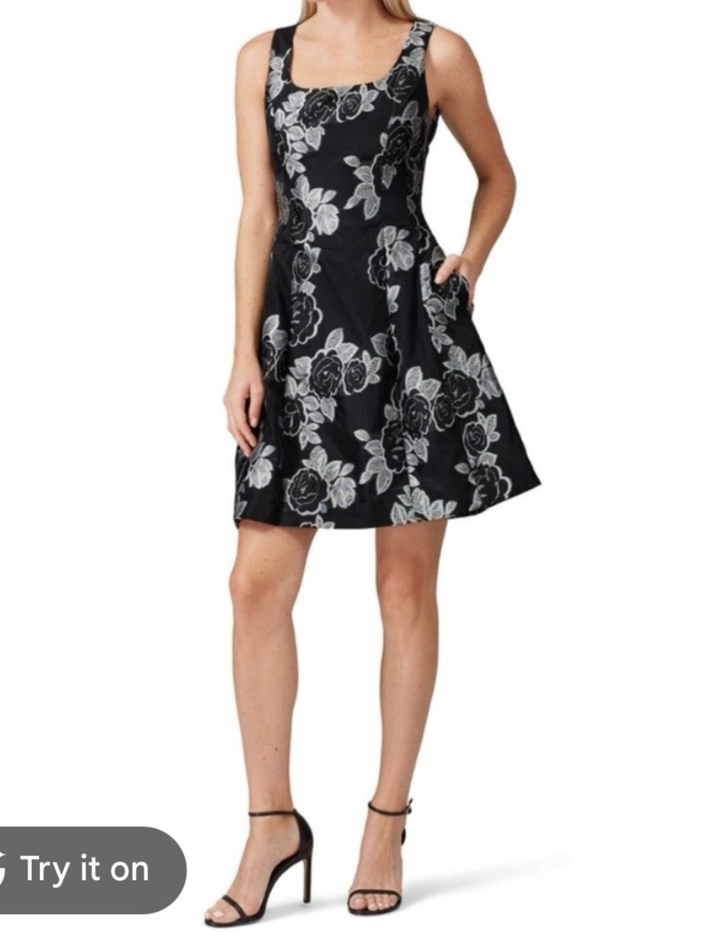 Prabal Gurung Black Floral Jacquard Fit and Flare Dress Size 6 Cocktail Wedding